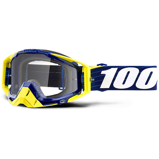 100% RACECRAFT Cross Enduro Motorcycle Goggle Mask BIbal Navy Clear Lens