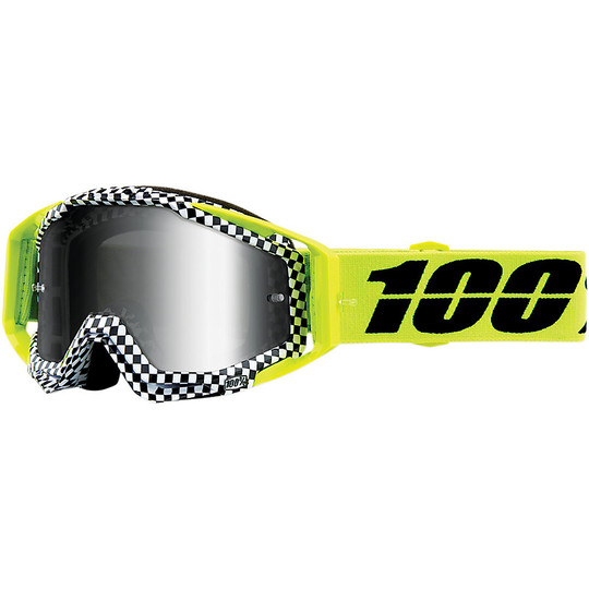 100% RACECRAFT Cross Enduro Motorradbrille Andre Silver Mirror Lens