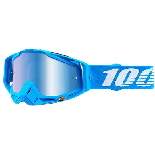 100% RACECRAFT Monobloc Lens Blue Motorcycle Glasses Cross Enduro Mask