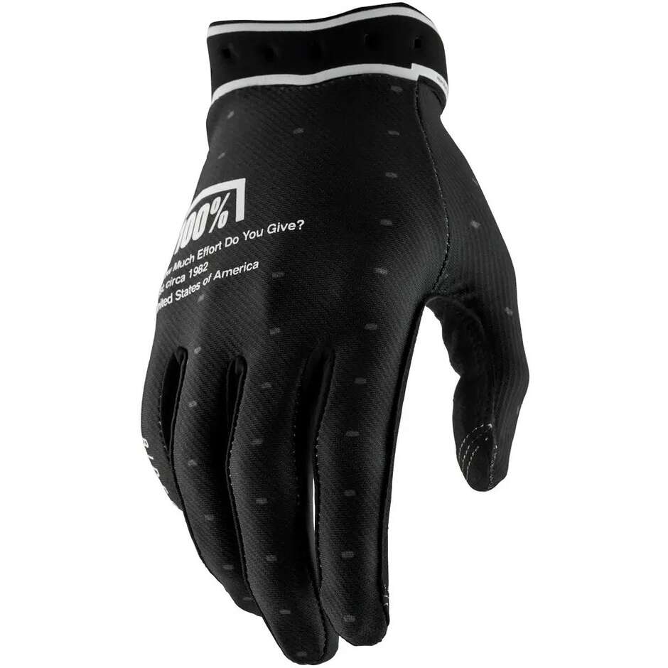 100% RIDEFIT Black Cross Enduro Motorcycle Gloves