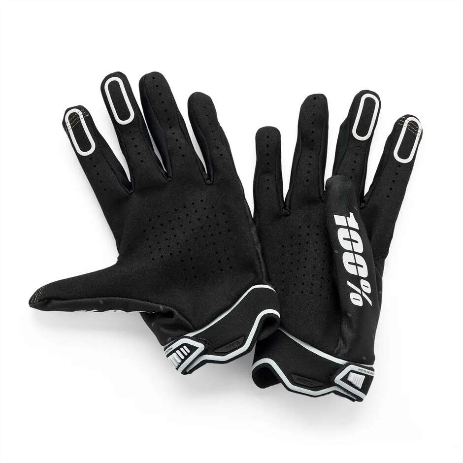 100% RIDEFIT Black Cross Enduro Motorcycle Gloves