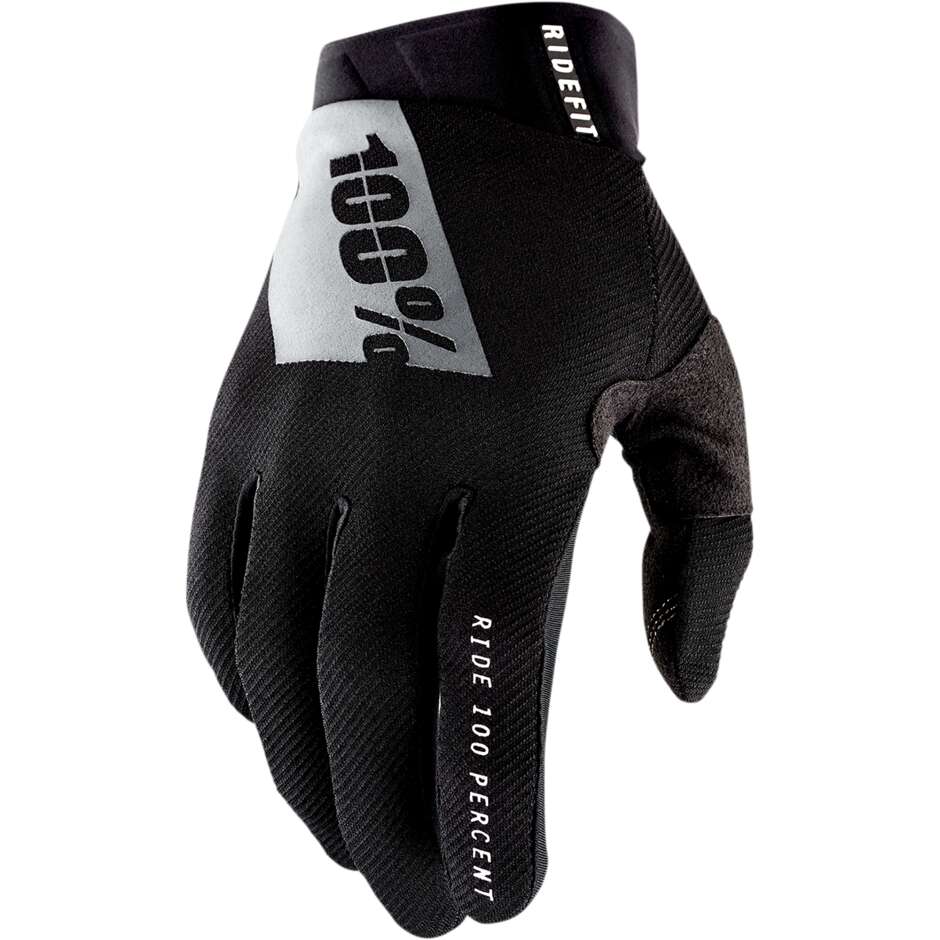 100% RIDEFIT Black Motorcycle Cross Enduro MTB Gloves