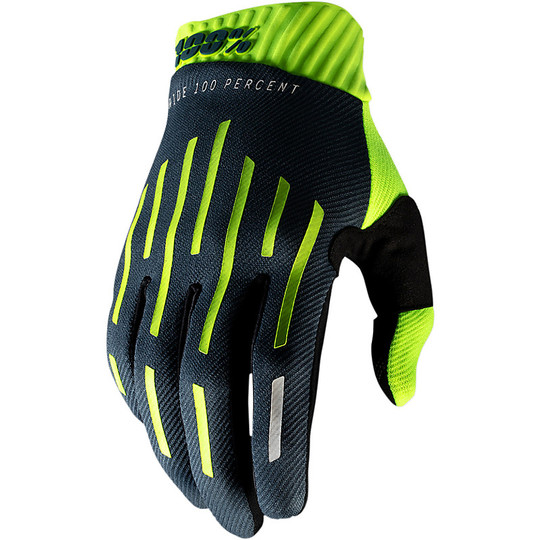 100% RIDEFIT Cross Enduro Motorcycle Gloves Charcoal Yellow Fluo
