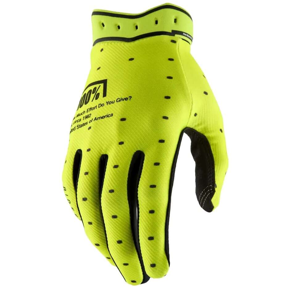 100% RIDEFIT Cross Enduro Motorcycle Gloves, Fluorescent Yellow