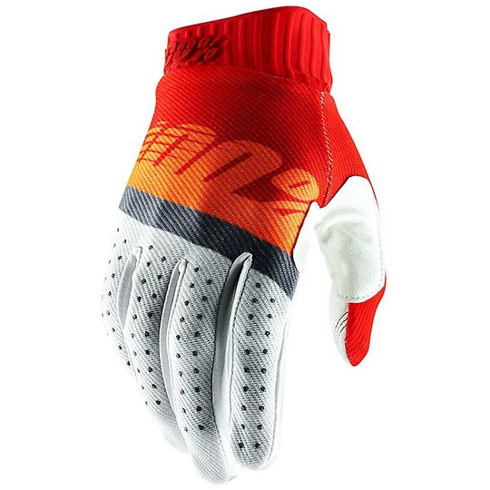100% RIDEFIT Cross Enduro Motorcycle Gloves Red Orange Fluo Blue Slate