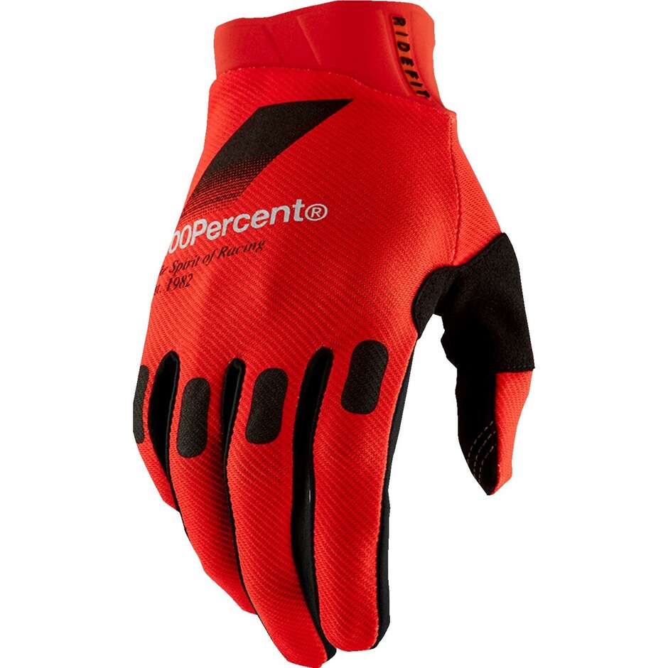 100% RIDEFIT Red Motorcycle Cross Enduro Gloves