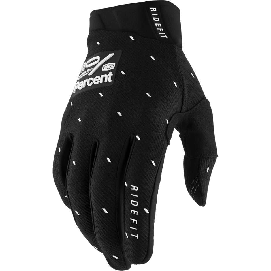 100 % RIDEFIT Slide schwarze Motorrad-Cross-Enduro-MTB-Handschuhe