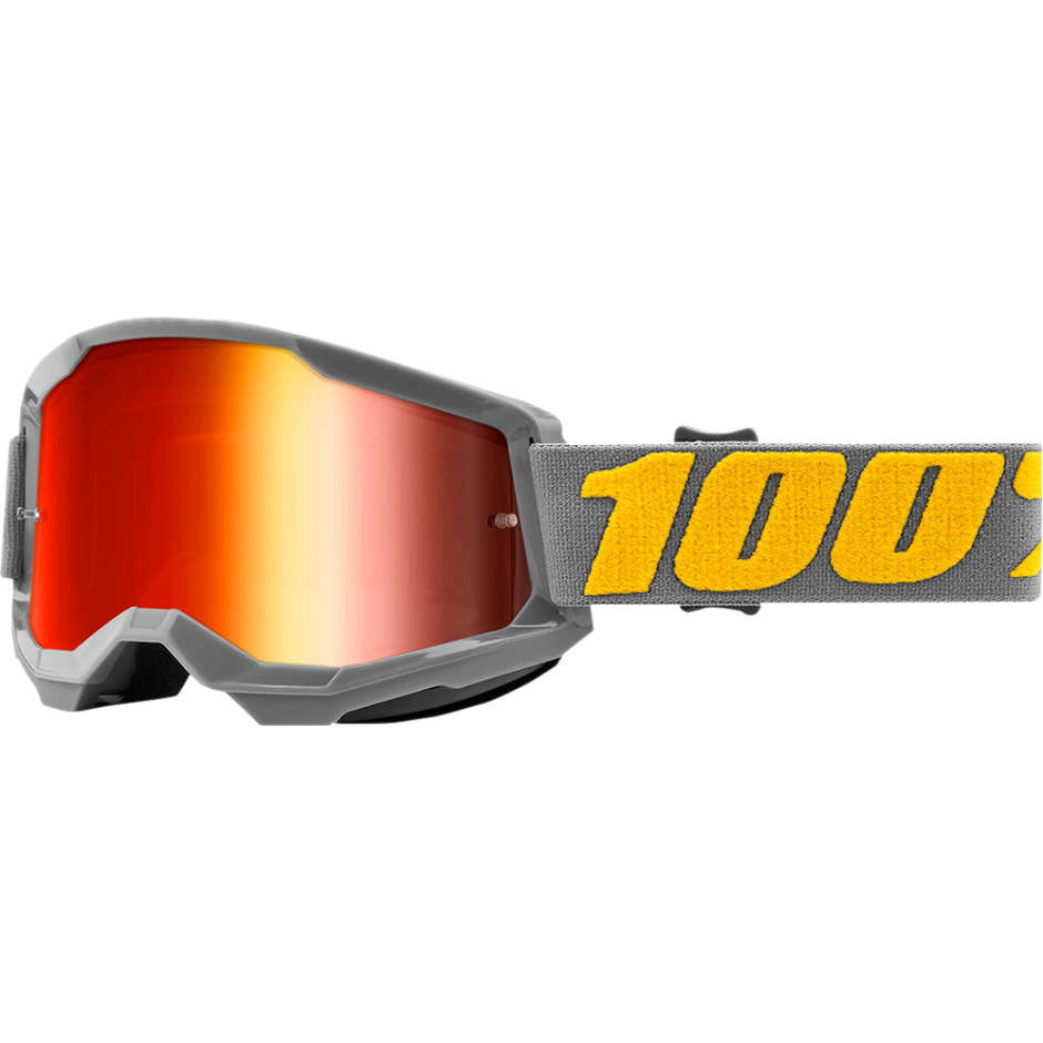100% STRATA 2 Izipizi Cross Enduro Motorcycle Glasses Red Mirror Lens