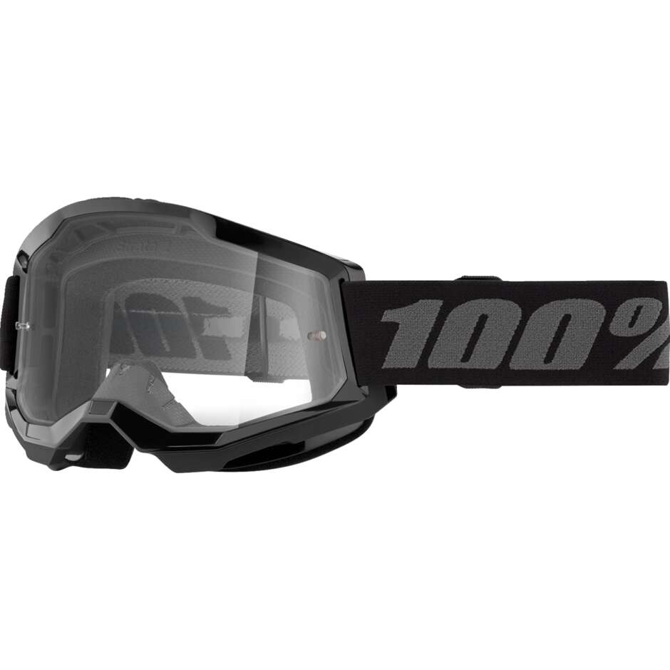 100% STRATA 2 JR Child Moto Cross Mask Black Transparent Lens