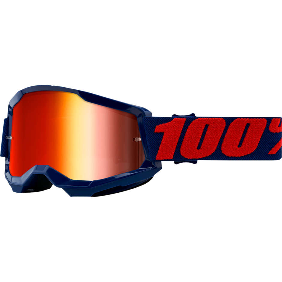 100% STRATA 2 Masego Cross Enduro Motorcycle Glasses Red Mirror Lens