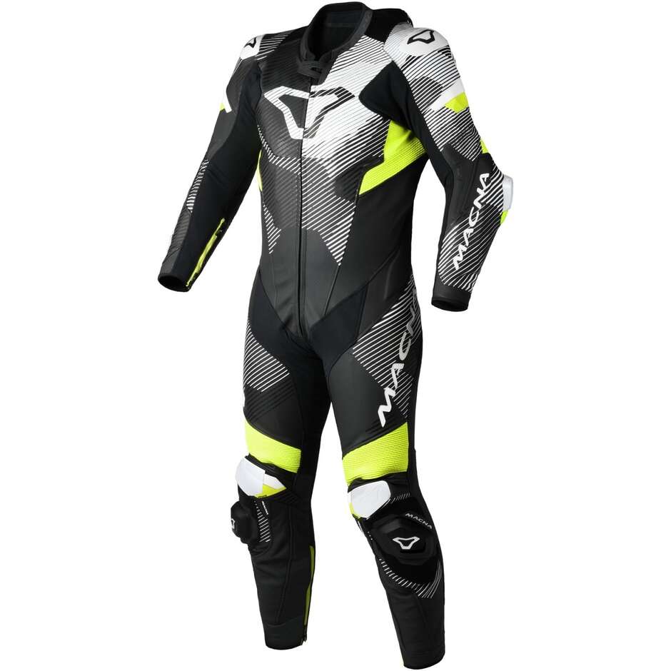 1pc Macna Ignite Motorcycle Suit Black Fluorescent Yellow White