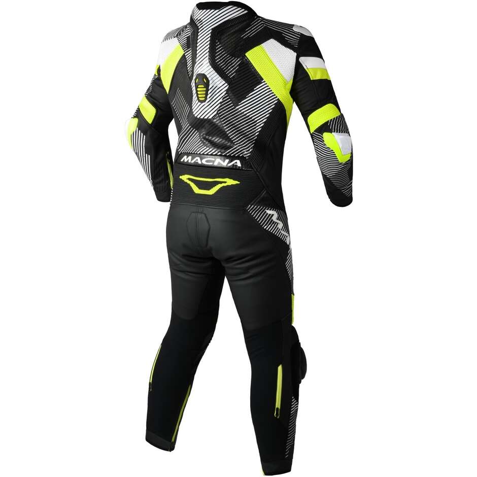 1pc Macna Ignite Motorcycle Suit Black Fluorescent Yellow White