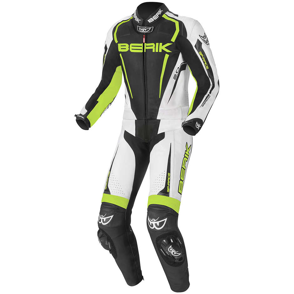 2 Piece Leather Motorcycle Suit LS2-171334 Berik 2.0 White Yellow