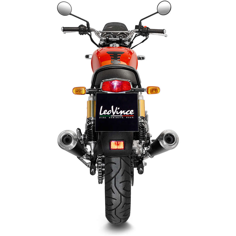 2 Slip-On Exhaust Leovince 15007BU CLASSIC RACER BLACK EDITION Specific For ROYAL ENFIELD ContinentalGT650 - Interceptor650 (19-24)