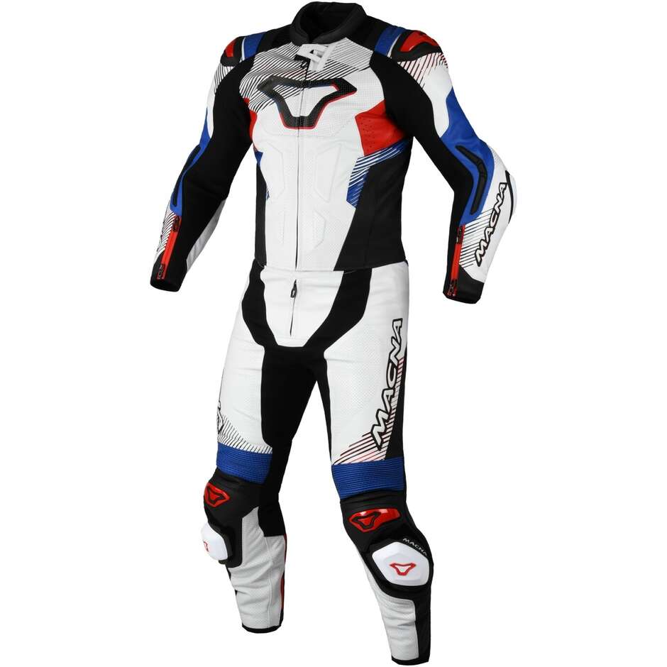 2 Stück Macna Armadyl Motorradanzug Weiß Rot Blau