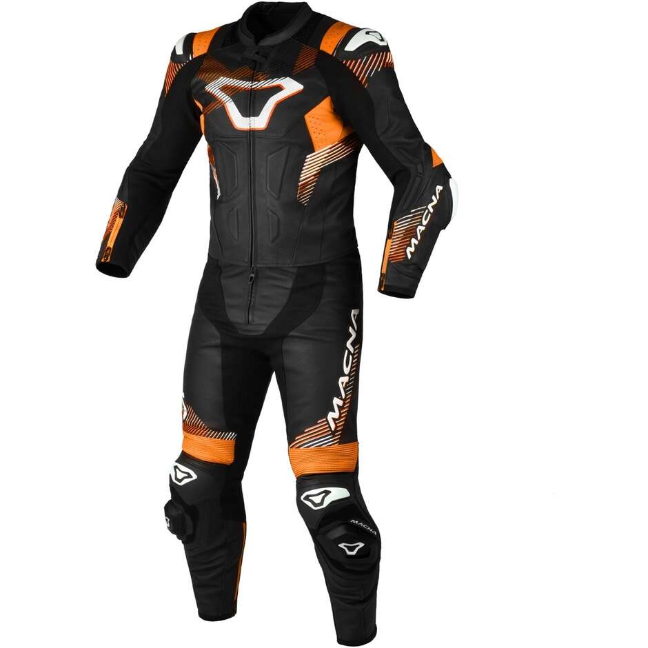 2pc Motorcycle Suit Macna Armadyl Black Orange White