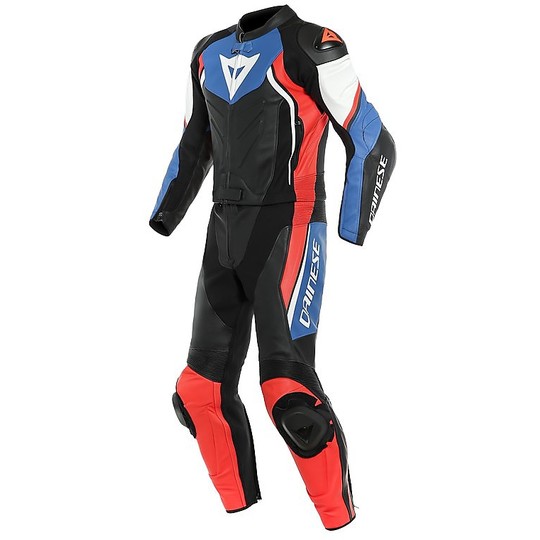 2pcs Divisible Motorcycle Suit In Dainese Avro D2 Leather Black Light Blue Red Fluo