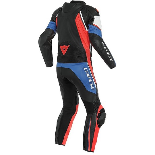 2pcs Divisible Motorcycle Suit In Dainese Avro D2 Leather Black Light Blue Red Fluo