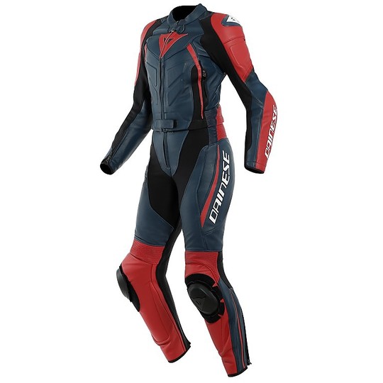 2pcs Divisible Women's Motorcycle Suit in Dainese Leather AVRO D2 Lady Black Iris Red