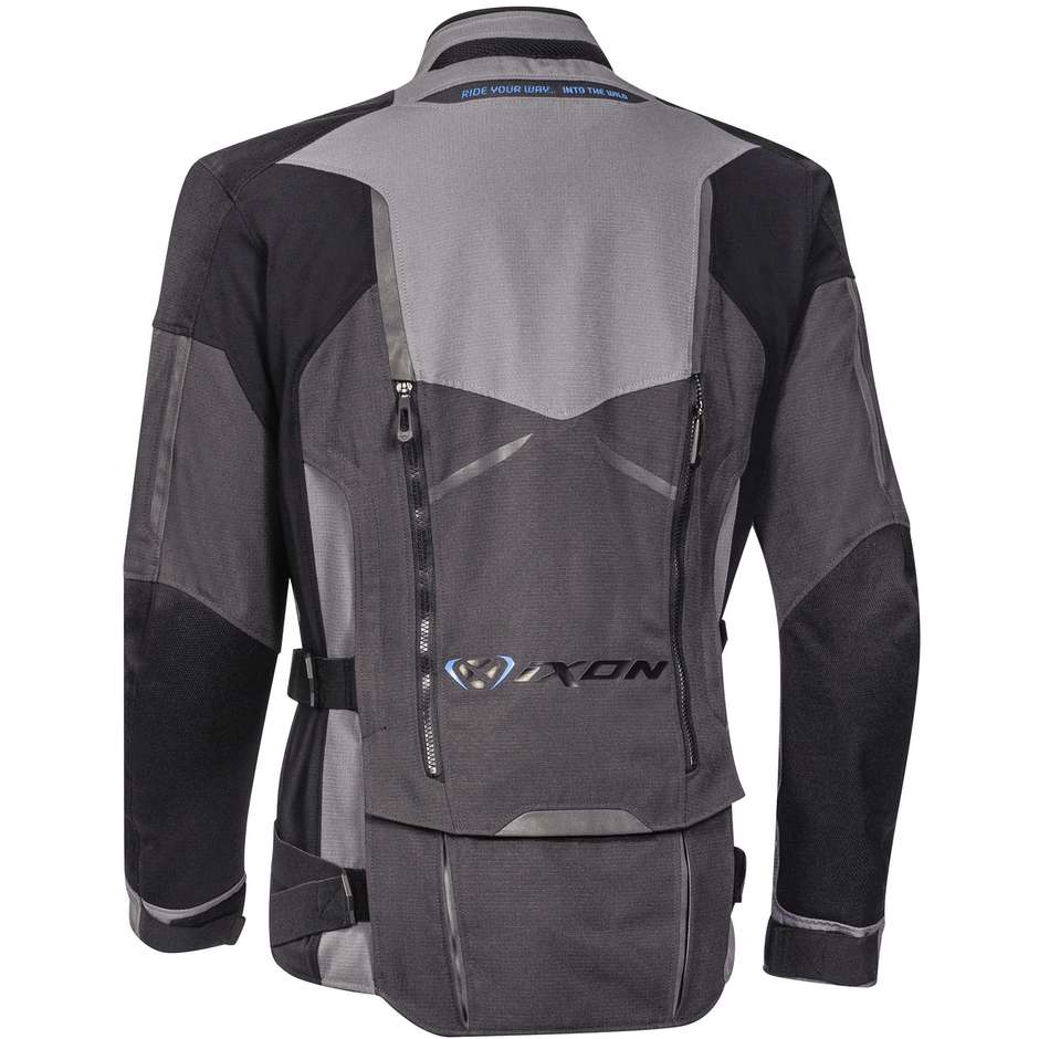 3 in 1 Adventure Ixon RAGNAR Fabric Motorcycle Jacket Anthracite Gray Blue