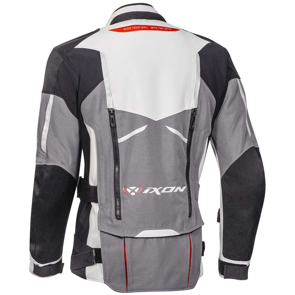 3 in 1 Adventure Ixon RAGNAR Fabric Motorcycle Jacket Black Gray Red