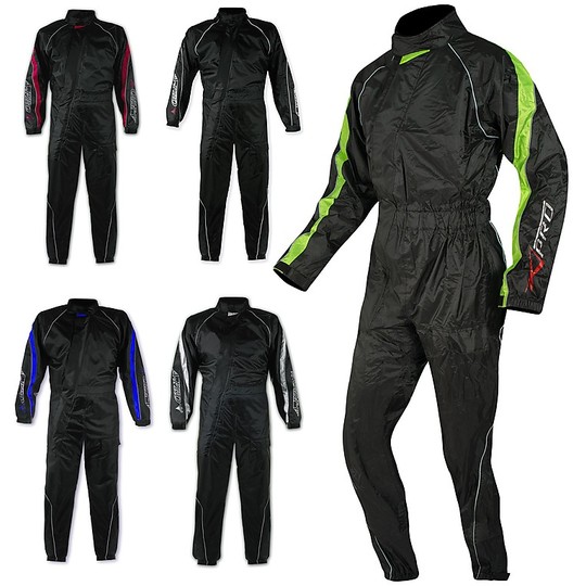 A-Pro PALUDE Full Motorcycle Rain Suit Black Blue