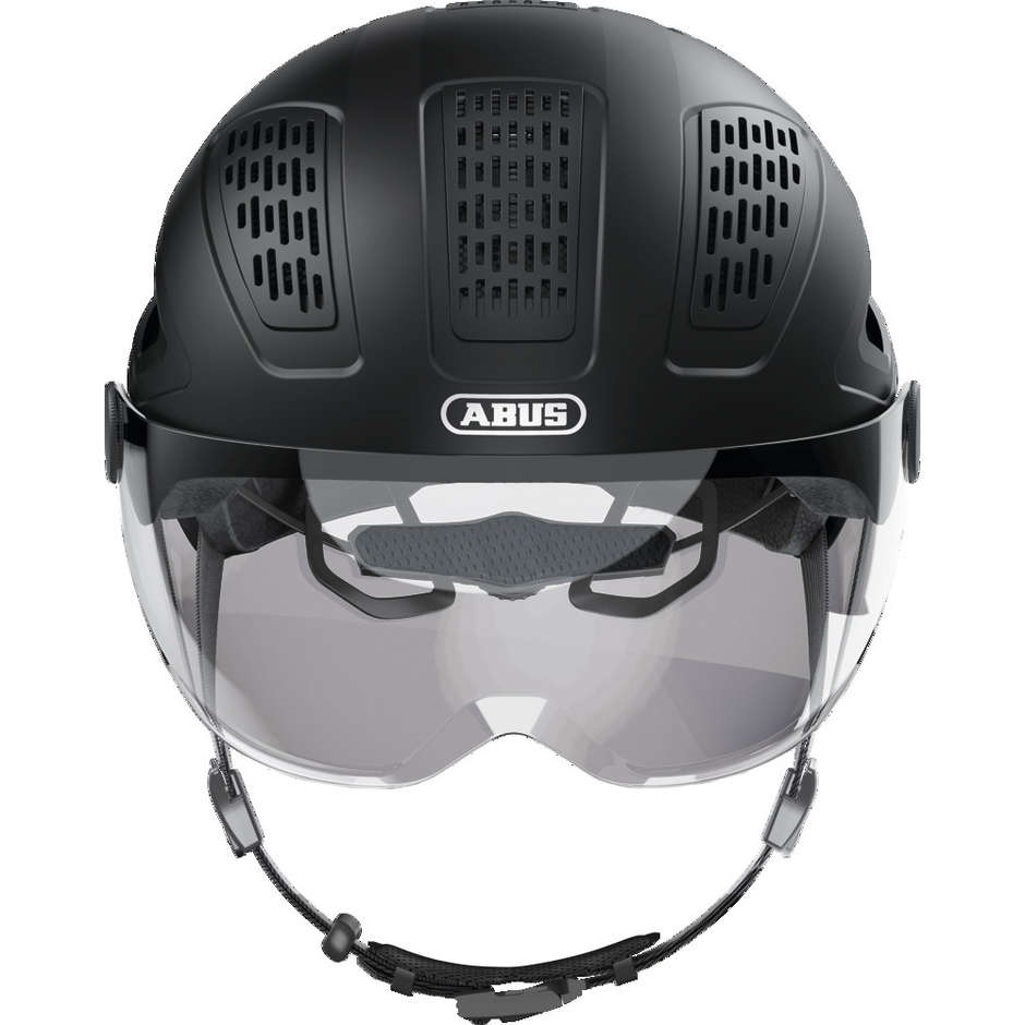 Abus Hyban 2.0 Ace Fahrradhelm mit schwarzem Samtvisier und LED