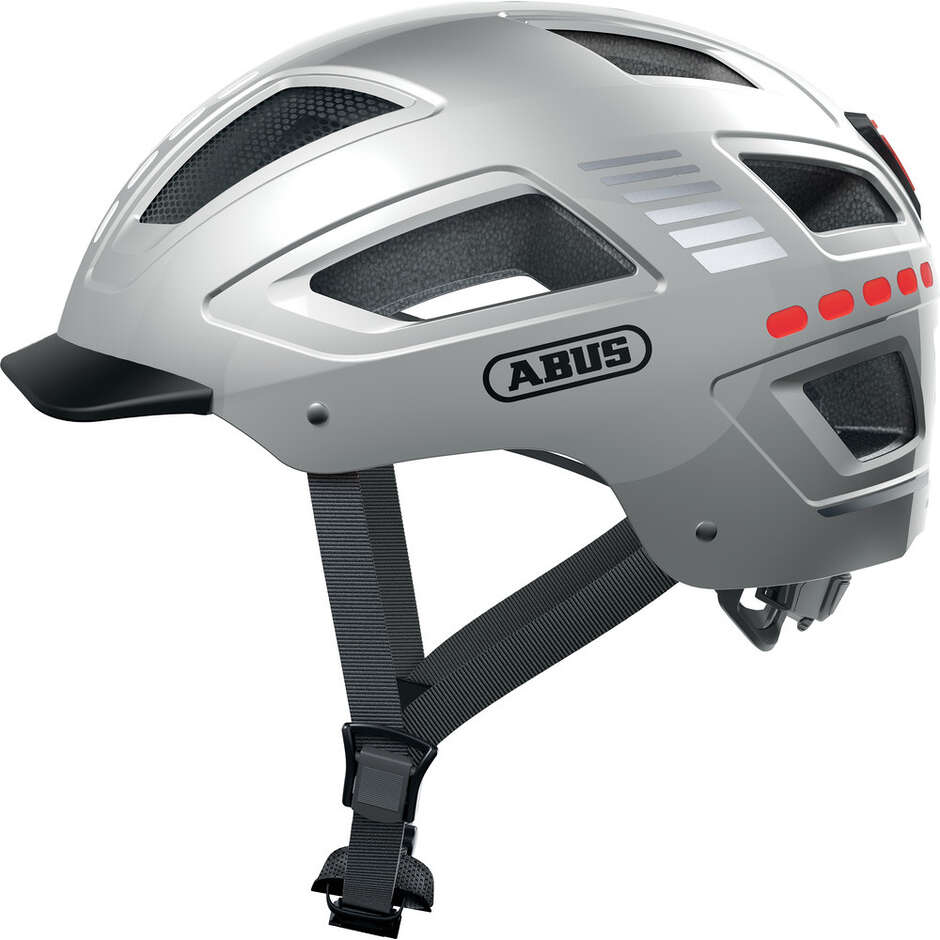 Abus Urban HYBAN 2.0 LED Signal Silver Bike Helmet