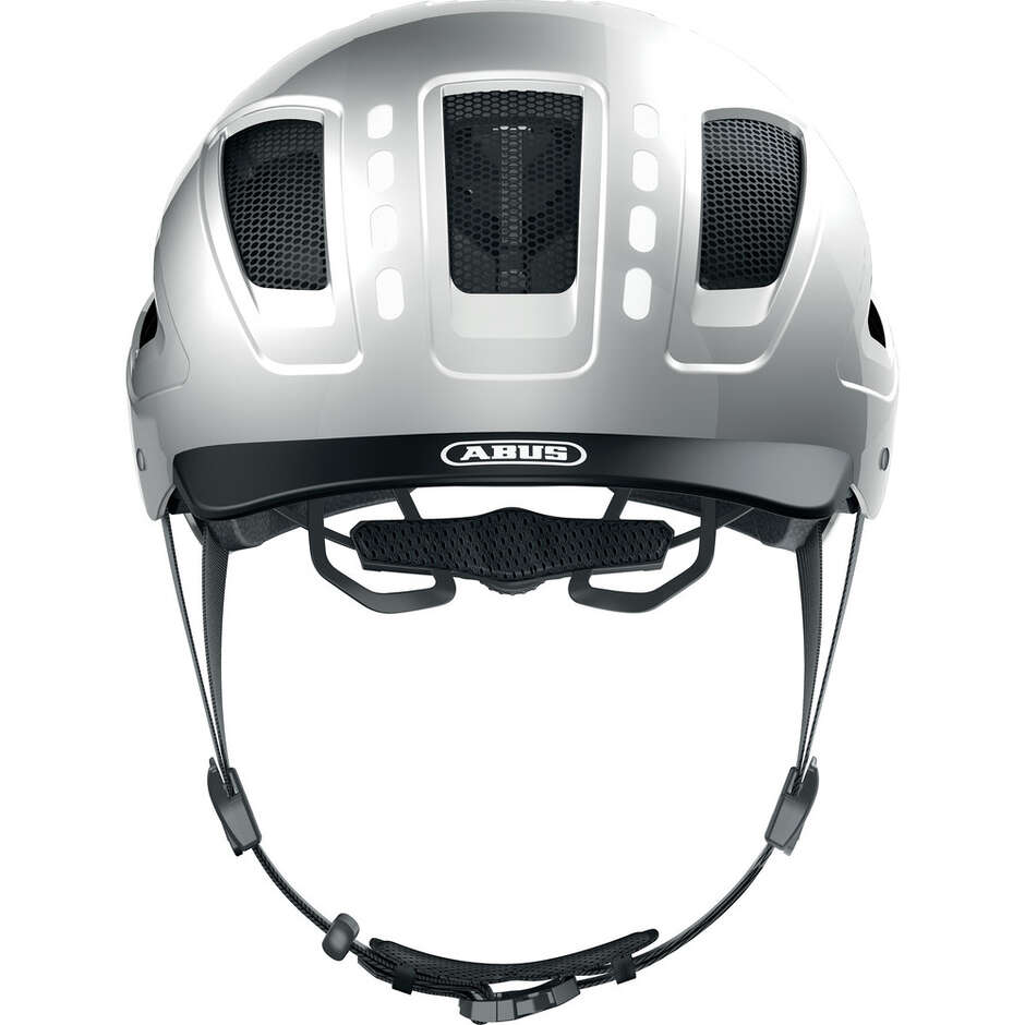 Abus Urban HYBAN 2.0 LED Signal Silver Bike Helmet