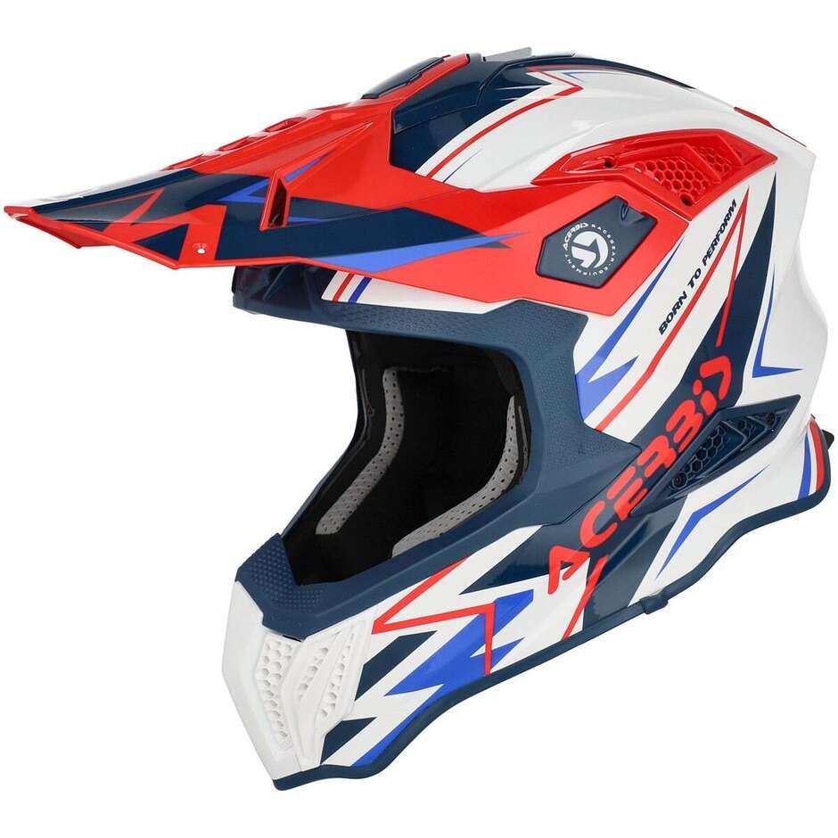 Acerbis AIRSTRIKE-X Motocross-Enduro-Helm Weiß Blau Rot