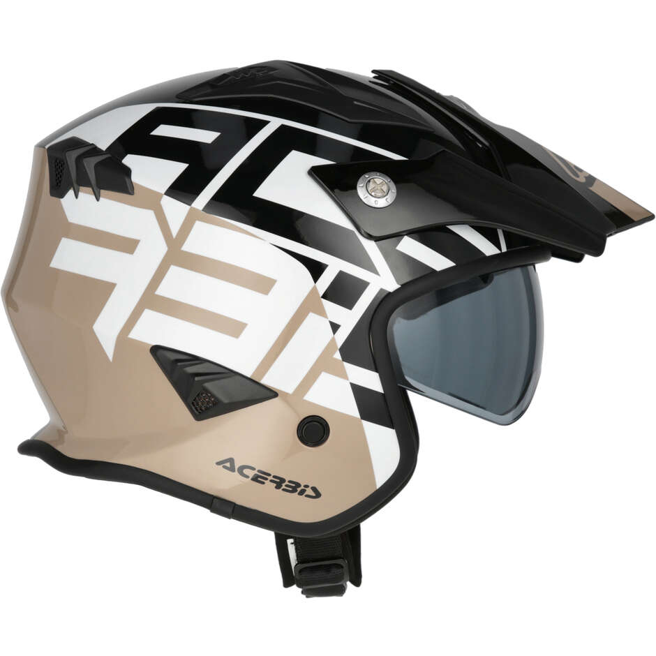Acerbis Aria 2206 Graphic Black Brown Motorcycle Jet Helmet