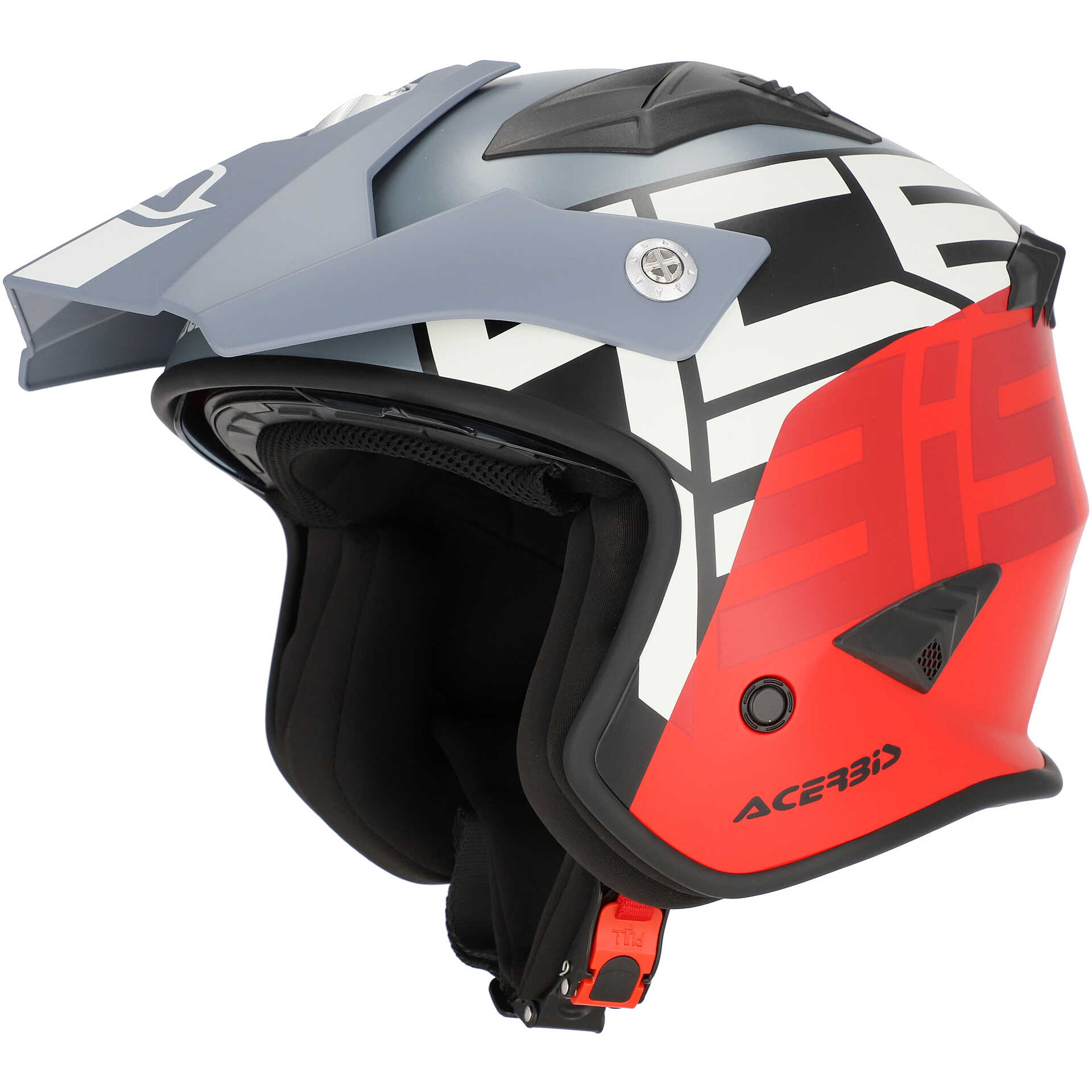 Acerbis Aria 2206 Graphic Gray Red Motorcycle Jet Helmet For Sale