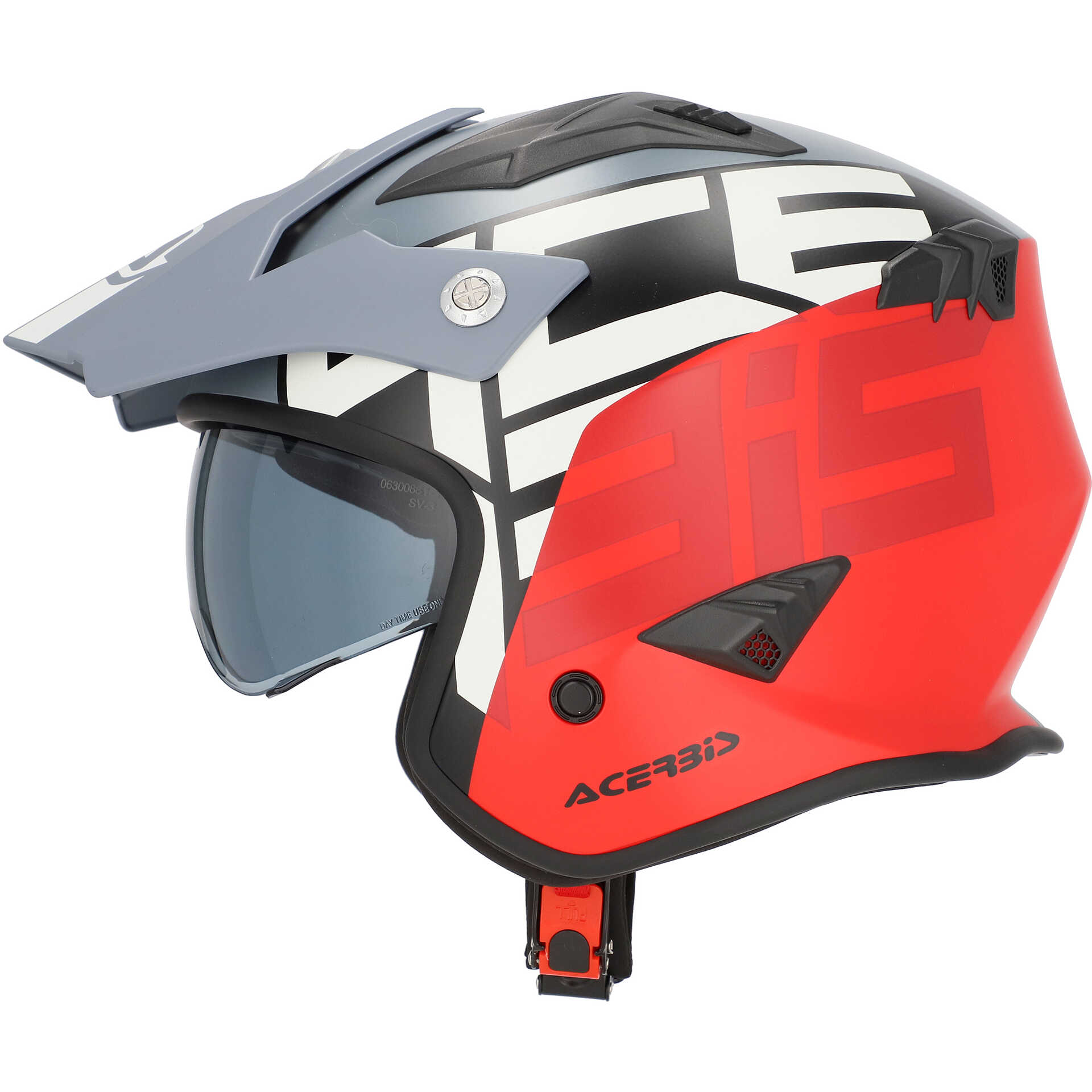 Acerbis Aria 2206 Graphic Gray Red Motorcycle Jet Helmet For Sale