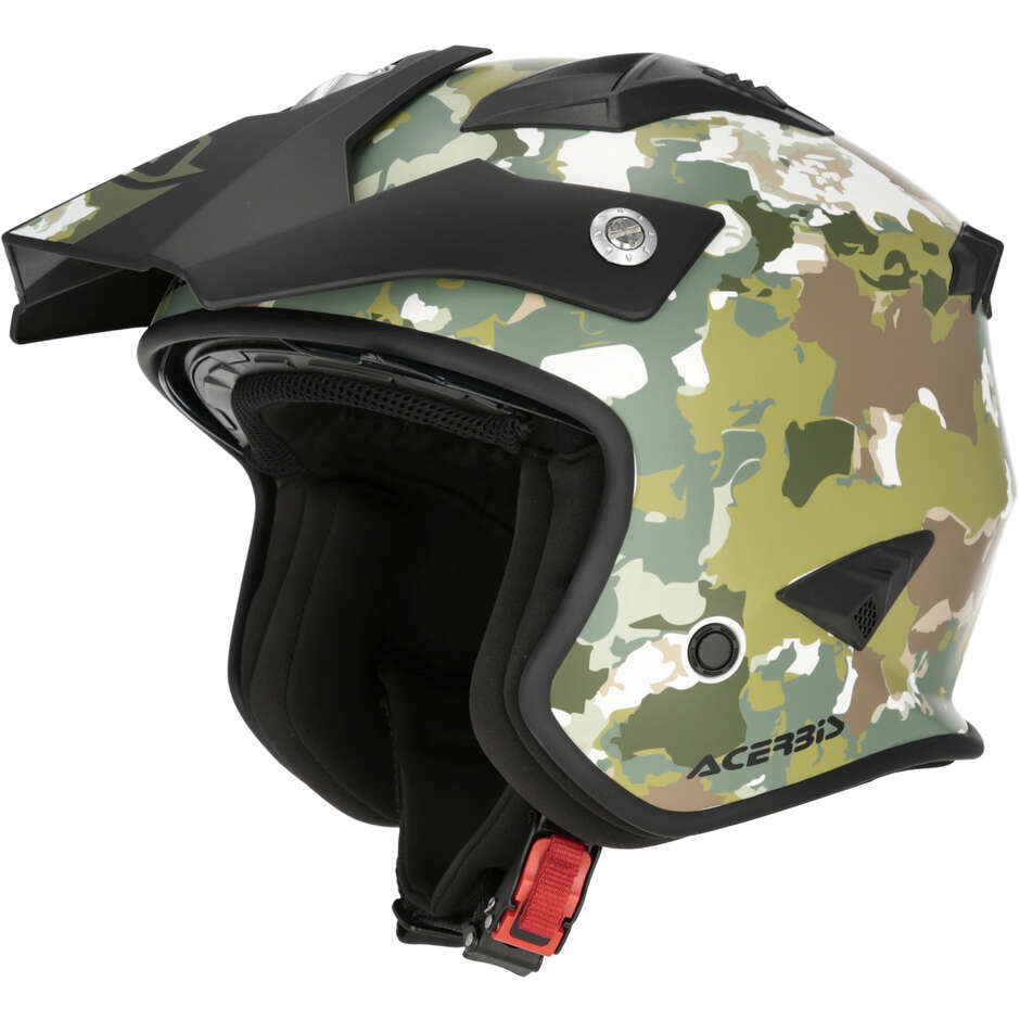 Acerbis Aria 2206 Graphic Green Brown Motorcycle Jet Helmet