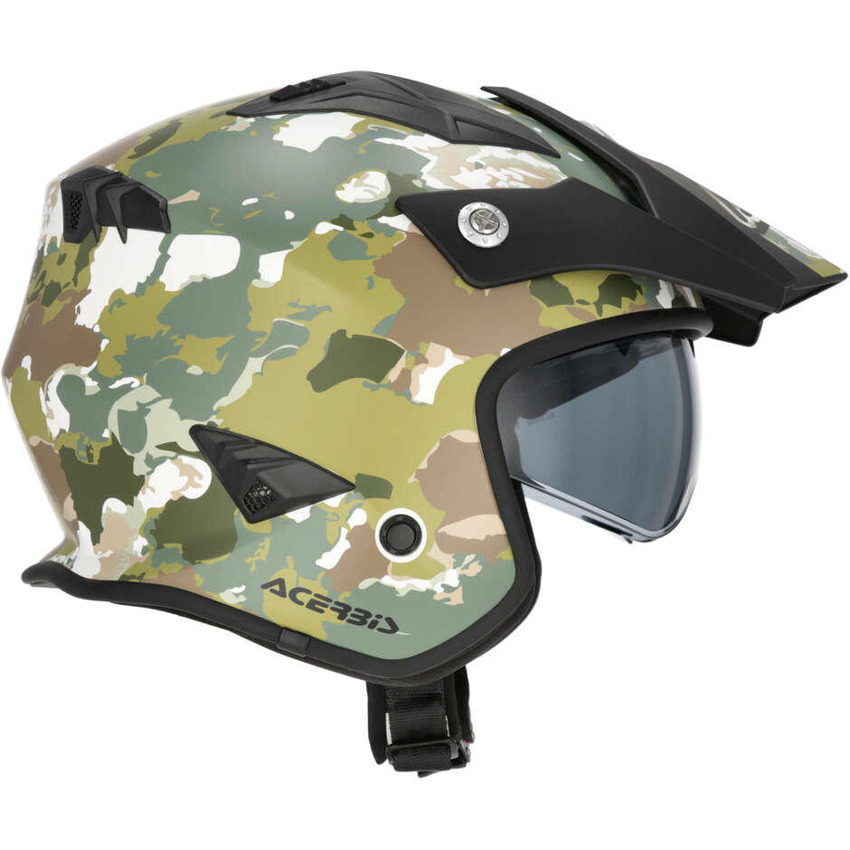 Acerbis Aria 2206 Graphic Green Brown Motorcycle Jet Helmet