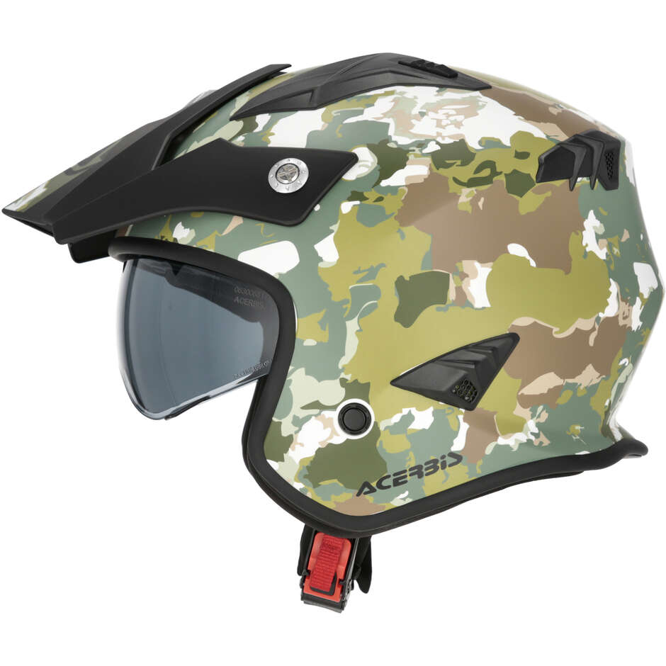 Acerbis Aria 2206 Graphic Green Brown Motorcycle Jet Helmet