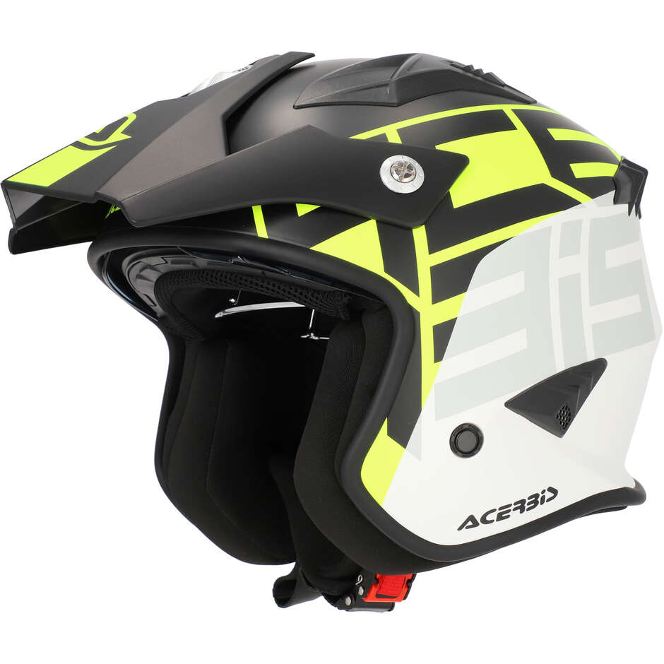 Acerbis Aria 2206 Graphic Jet Motorcycle Helmet Black Yellow Fluo