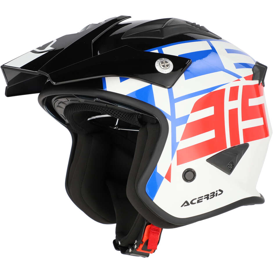 Acerbis Aria 2206 Graphic Jet Motorcycle Helmet White Blue Red