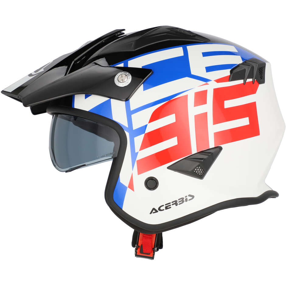 Acerbis Aria 2206 Graphic Jet Motorcycle Helmet White Blue Red