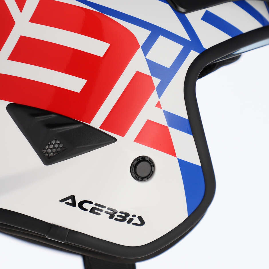 Acerbis Aria 2206 Graphic Jet Motorcycle Helmet White Blue Red