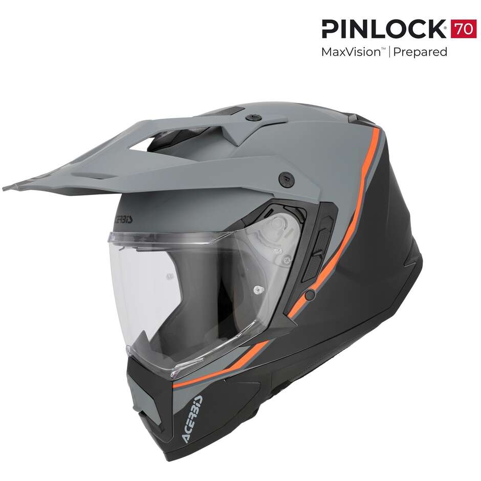 Acerbis ASSAULT Adventure Motorcycle Helmet Black Orange Fluo