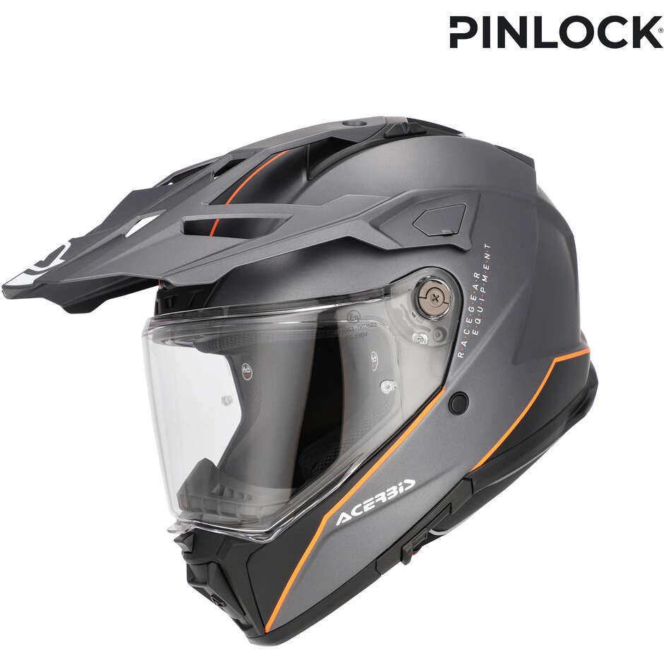 Acerbis Attack Grau-Orange Motorrad-Abenteuerhelm