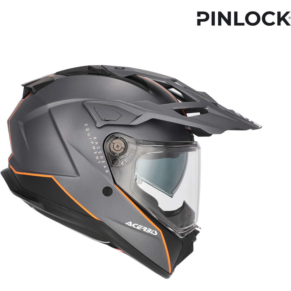 Acerbis Attack Grau-Orange Motorrad-Abenteuerhelm
