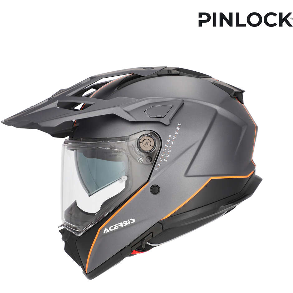 Acerbis Attack Grau-Orange Motorrad-Abenteuerhelm