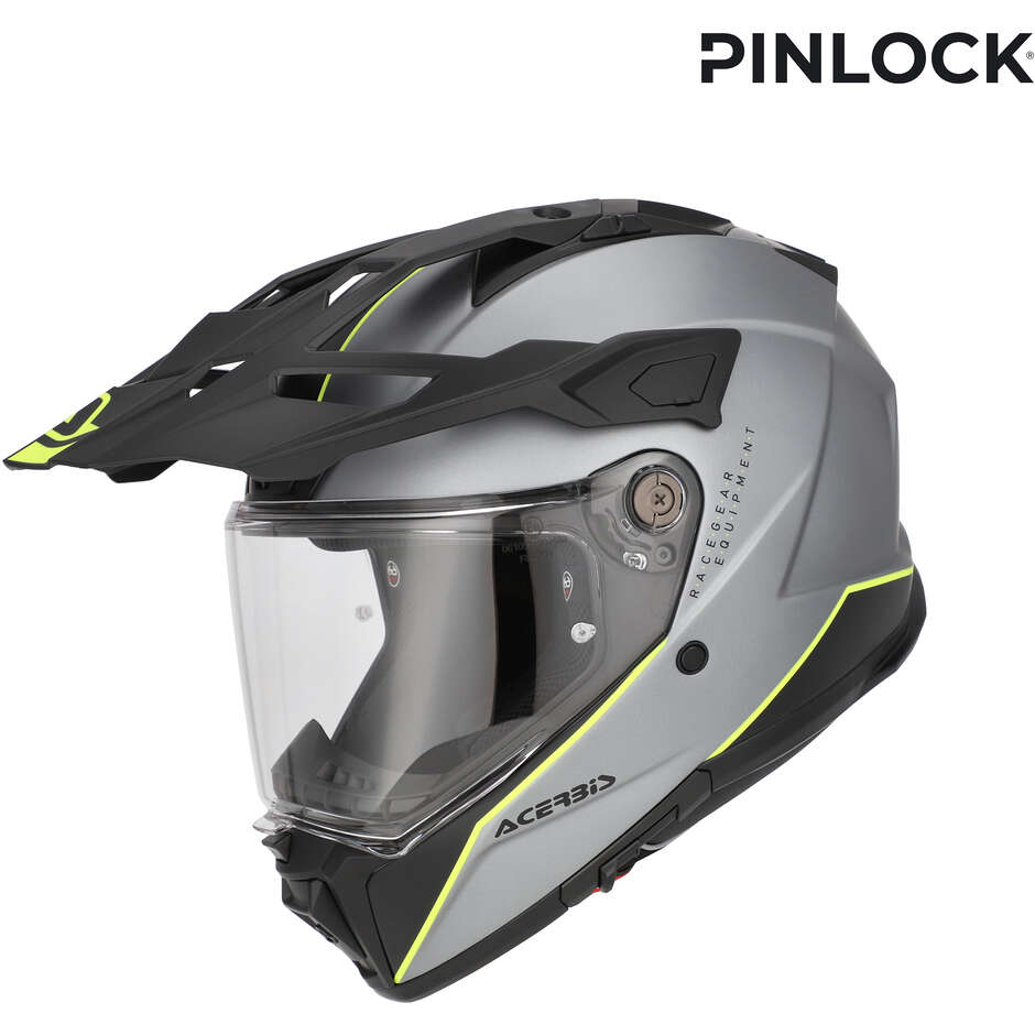 Acerbis Attack Gray Yellow Motorcycle Adventure Helmet