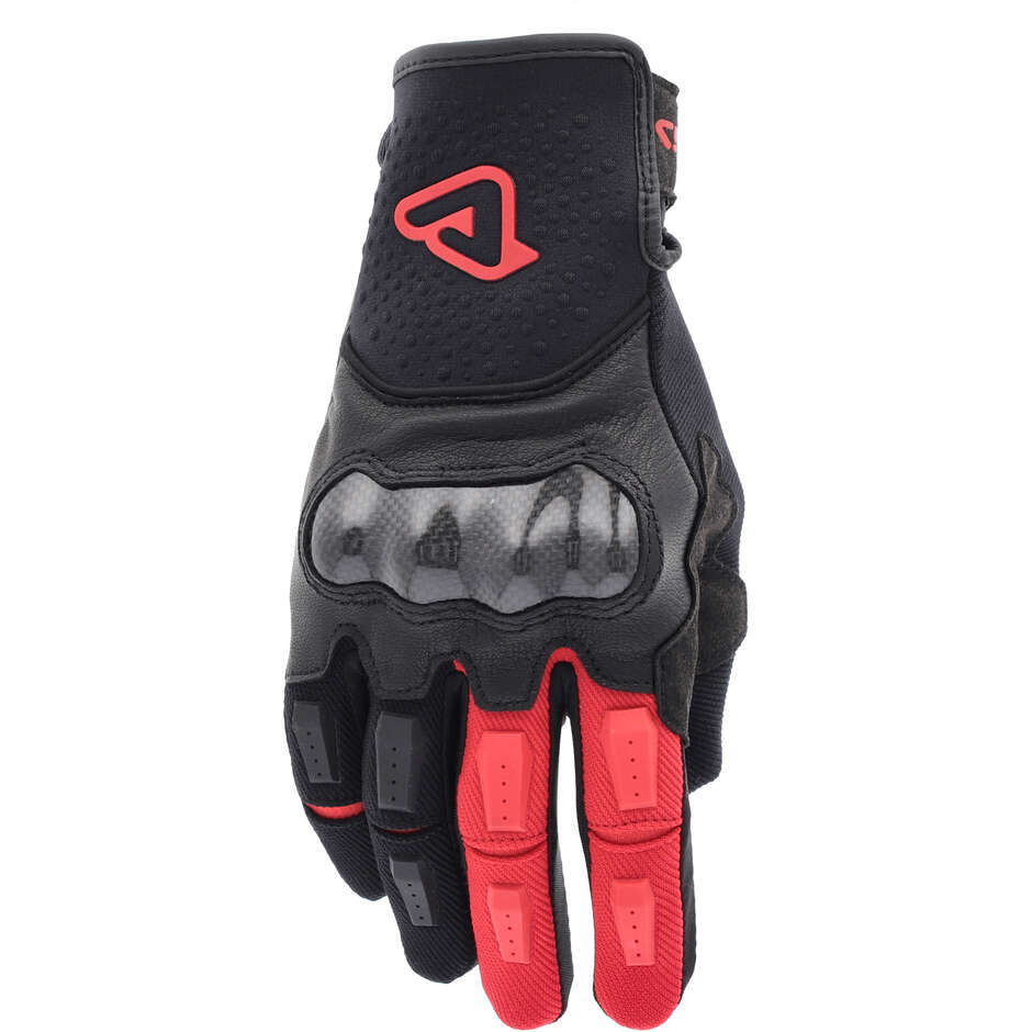 Acerbis CE Carbon G 5.0 Motorcycle Gloves Black Red