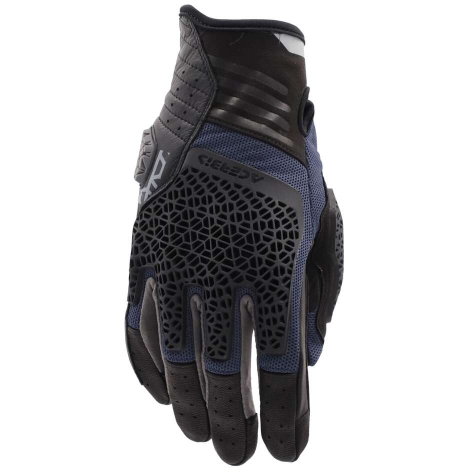 ACERBIS CE CROSSOVER Motorcycle Gloves Blue Grey