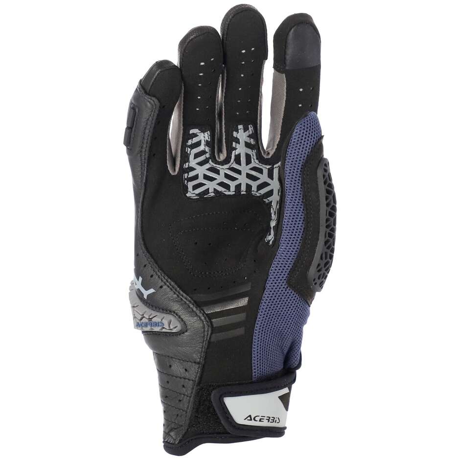 ACERBIS CE CROSSOVER Motorcycle Gloves Blue Grey