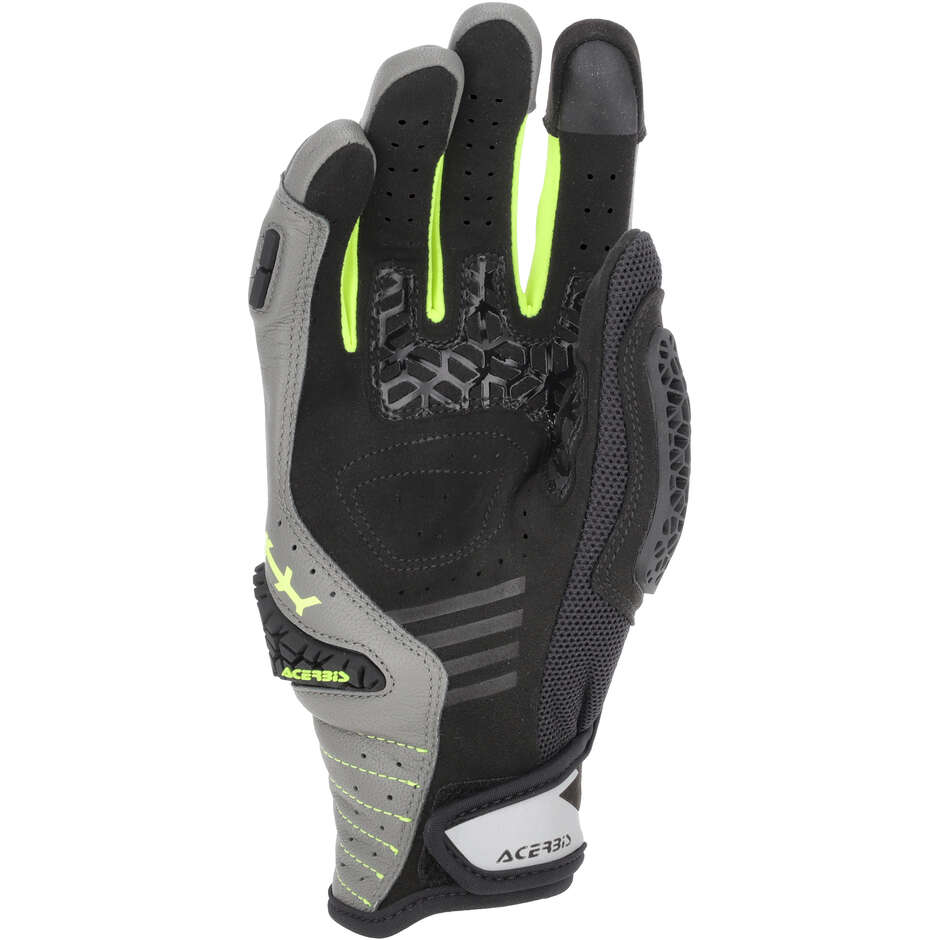 ACERBIS CE CROSSOVER Motorradhandschuhe Schwarz Fluoreszierendes Gelb