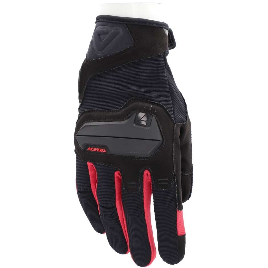 Acerbis CE X-STREET Schwarz-Rote Motorradhandschuhe aus Sommerstoff